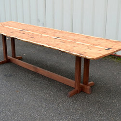 Live Edge Hickory Dining Table with Nakashima Style Base - Dining Tables