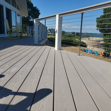 Cable Rails, TimberTech AZEK Deck, SBC Cedar Shingle Siding in Mattapoisett, MA