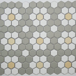 Repeating Rosette & Dot Hex Tile Pattern Made to Order at MosaicTile.com - Mosaic Tile