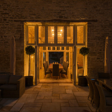 Cotswold Park Barns - Dining room entrance by night
