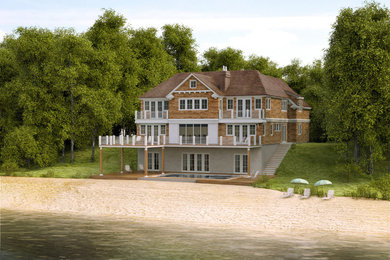Huge beach style exterior home photo in New York