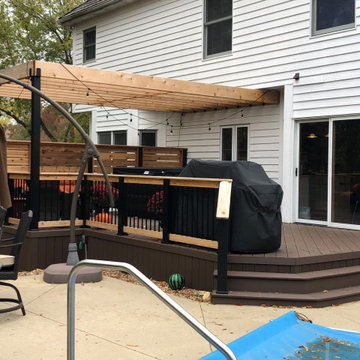 TimberTech Rustic Elm Deck with Cedar Privacy Fence, Rails, & Pergola in Cary