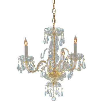 Traditional Crystal 3 Light Clear Spectra Crystal Brass Mini Chandelier