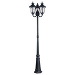 Livex Lighting - Livex Lighting 7866-04 Oxford - Three Light Post - Shade Included.Oxford Three Light P Black Clear Water Gl *UL Approved: YES Energy Star Qualified: n/a ADA Certified: n/a  *Number of Lights: Lamp: 3-*Wattage:100w Medium Base bulb(s) *Bulb Included:No *Bulb Type:Medium Base *Finish Type:Black