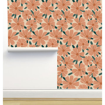 Cosmos Floral, Pink Wallpaper by Erin Kendal, Sample 12"x8"