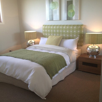 Craigieburn, upholstered bed-head and green accents