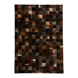 高級感あふれる本物の牛皮ラグ　ダークブラウン 約140x200cm／約200x200cm／約200x250cm - ラグ