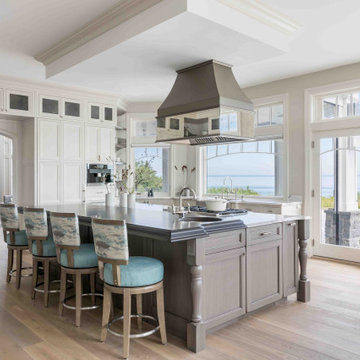 Northport, NY - Curly Figured Maple Island Top, Anvil Metal Finished Hood/Table