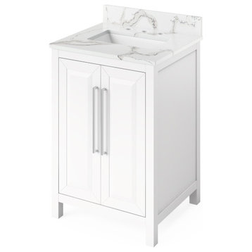 Jeffrey Alexander Cade 24" White Single Sink Vanity With Quartz Top