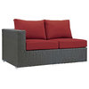 Modern Outdoor Lounge Loveseat Sofa, Sunbrella Rattan Wicker, Red