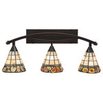 Toltec Lighting - Bow 3-Light Bath Bar, with 7" Cobblestone Art Glass, Black Copper - * The beauty of our entire product line is the opportunity to create a look all of your own, as we now offer over 40 glass shade choices, with most being available as an option on every lighting family. So, as you can see, your variations are limitless. It really doesn't matter if your project requires Traditional, Transitional, or Contemporary styling, as our fixtures will fit most any decor.