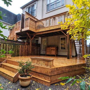 two storey cedar deck
