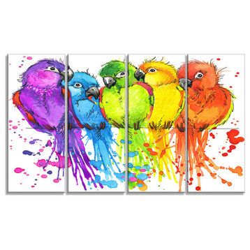 "Colorful Parrots" Animal Canvas Artwork