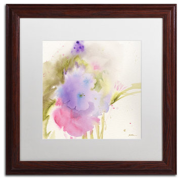 Sheila Golden 'Purple Blooming' Framed Art, Wood Frame, 16"x16", White Matte