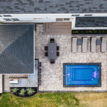 Brunswick Structure, Outdoor Fireplace, Outdoor Kitchen, Paver Patio & Landscape