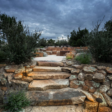 Southwest Stone Fire Pit Plaza