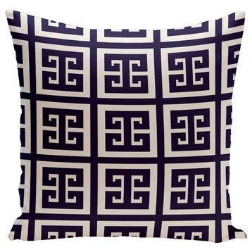 Geometric Decorative Outdoor Pillow, Spring Navy, 20"x20"