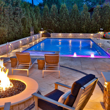 Arlington Heights, IL Rectilinear Swimming Pool with Interior Hot Tub