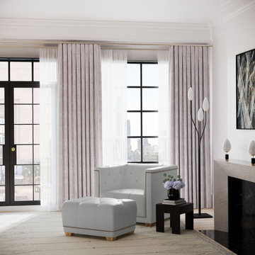 Button Up: Hudson Ottoman in Blanc Linen