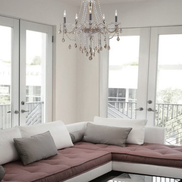 Simone Collection 5-Light 26" Polished Chrome Chandelier with Cognac Hand Cut Cr