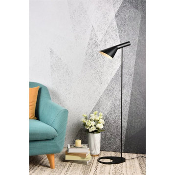 Maklaine Modern 1-Light Modern Metal Floor Lamp in Black Finish