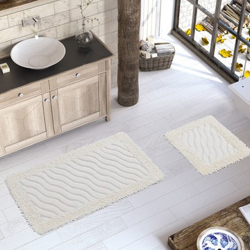 Chiara Rose Luxury Soft Cotton Patterned Bath-Mat, 2 Piece, Machine Washable