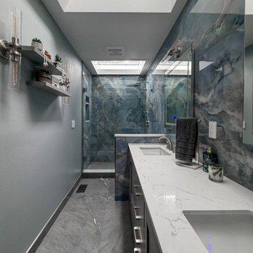 Sky Blue Tile Bathroom Remodel