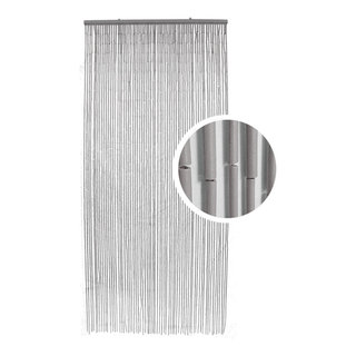 Evideco Bamboo Sticks Beaded Curtain Doorway 65 Strings Grey Taupe 78.8 H x 35.5 W