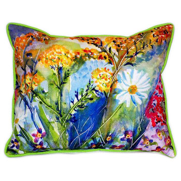 Pair of Betsy Drake Wild Flower Large Indoor/Outdoor Pillows 16x20