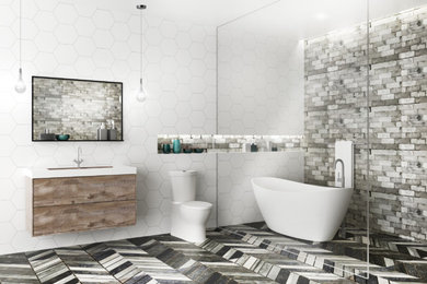 Eclectic Rustic Bath Conceptual Rendering