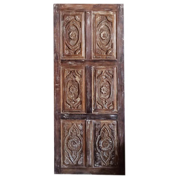 Consigned Rustic Barndoor, Vintage Barn Door, Floral Carved Doors, Sliding Door