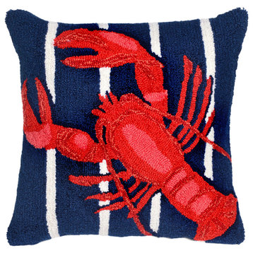 Frontporch Lobster On Stripes "Machine Washable" Indoor/Outdoor Pillow