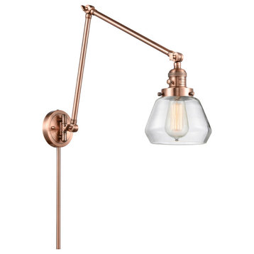 Fulton 1 Light Swing Arm or Wall Lamp, Antique Copper, Clear Glass
