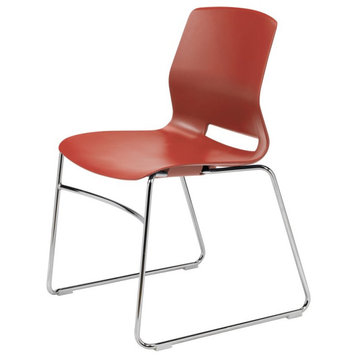 Olio Designs Lola Plastic Sled Base Stackable Chair in Peri Red