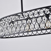 35.4" Black Metal Chandelier With Clear Crystal Accents