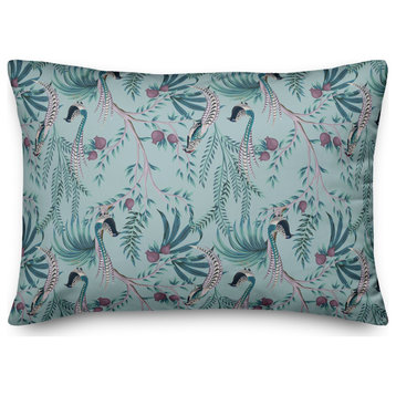 Chinoiserie Birds On Branches Blue Purple 6 14x20 Spun Poly Pillow