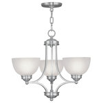 Livex Lighting - Somerset Chandelier, Brushed Nickel - Smooth lines meet gorgeous materials in our Somerset collection. The sleek design will add contemporary class and appeal to your home. This three light chandelier features a brushed nickel finish with satin glass.