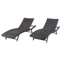 Eliana Outdoor Brown Wicker Chaise Lounge Chairs, Set of 2