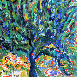 Le Grand Arbre Bleu, 48 x 48 in - Paintings