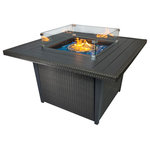 Kinger Home - Kinger Home 42" Slate Grey Propane Fire Pit Table - Turn up the heat and add the Kinger Home 42" Slate Grey Propane Fire Pit to your outdoor living area! This gas fire pit table is sure to be the talk of your next backyard get-together. Because it's spark, smoke, and ash free it's a a safer and more reliable alternative to traditional fire pits! The frame is made of an ultra-durable cast aluminum that remains rust-free and the side panels are made from a fade-resistant rattan wicker. A PVC cover is included to help protect your fire pit from the elements while it is not in use. The tabletop is created with additional aluminum paneling and features an optional aluminum fire pit lid if you want to use your gas fire pit as an outdoor table for dinner and cocktails. Decorative glass beads for the pit are included as a luxe detail that your guests are sure to notice. The included glass wind guard can also be attached so that the flames stay contained to the patio fire pit, keeping you and your guests stay safe! Ignition is made easy with a push button ignition system and flame control is convenient with the round control dial. Burning at a toasty 50,000 BTU, this outdoor fire pit is smoke and ash-free for a more pleasant experience. Best of all? There is no assembly required! All that’s needed is a standard 20 LB propane tank to be plugged into the slide-out tank holder and you’ll be ready to relax and unwind.