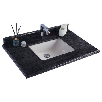 Black Wood Countertop - 36" - Single Hole with Rectangle Sink