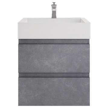 Monterey 24" Wall Mounted Vanity with Reinforced Acrylic Sink, Cement Gray