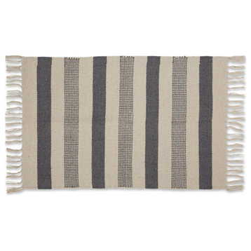DII Gray Combo Stripe Hand-Loomed Rug 2x3'