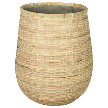 Bamboo Indoor Basket Planter, Brown