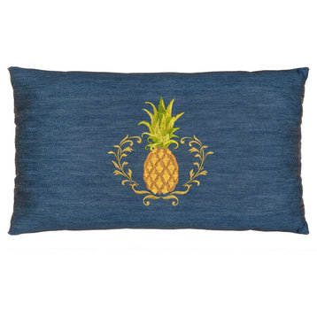 Linum Home Textiles Welcome Denim Decorative Pillow Cover, Denim Blue, Lumbar