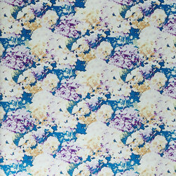 WILWORTH &ndash; PURPLE, ORANGE, TEAL SMALL HYDRANGEA ON SILVER Pattern Number: 2016-1 - Wallpaper