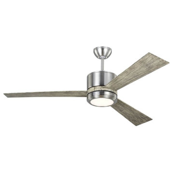Visual Comfort Fan Vision 3 Blade LED Ceiling Fan, Brushed Steel, Brushed Steel, 52.00