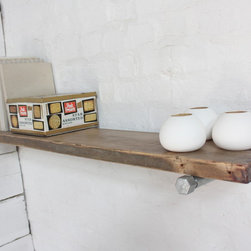 Jake Reclaimed Wood Shelf with Galvanised Steel Pipe Wall Brackets - Wall & Shelf Brackets