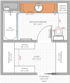 Need help with bathroom layout to maximize closet and storage!