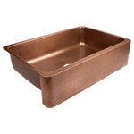 Sinkology - Lange 32" Farmhouse Copper Single Bowl Kitchen Sink - The Lange 32" single bowl farmhouse copper kitchen sink from Sinkology is everything your farmhouse kitchen dreams are made of. The Lange is made from pure, solid copper and is individually hand-hammered and finished by skilled artisans. The handcrafted Lange features an extra large single bowl design, and the 8" depth makes kitchen chores comfortable for busy families. Plus, the Lange comes with sound-dampening pads to reduce extra noise from dishes and disposal. The Lange is easy to clean--simply wash with mild soap and warm water to keep your sink's surface rich and beautiful. Designed to be installed as an undermount farmhouse kitchen sink, we recommend a 36-inch minimum cabinet base. Matching drains and a bottom grid make it simple to complete your sink, and all Sinkology products come backed with the Sinkology Everyday Promise lifetime guarantee.
